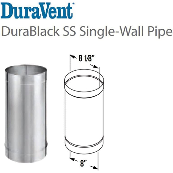 DuraVent DuraBlack 24" x 8" Diameter Single Wall Stainless Steel Stove Pipe