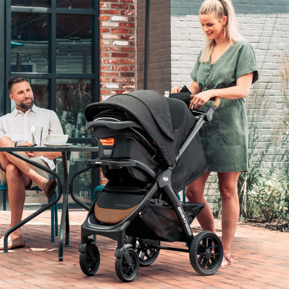 Chicco Bravo Primo Trio Quick-Fold Stroller Travel System, Springhill/Black - VMInnovations