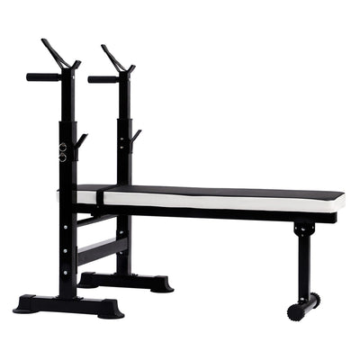 Adjustable Strength Training Workout Station, Black & White (Open Box)