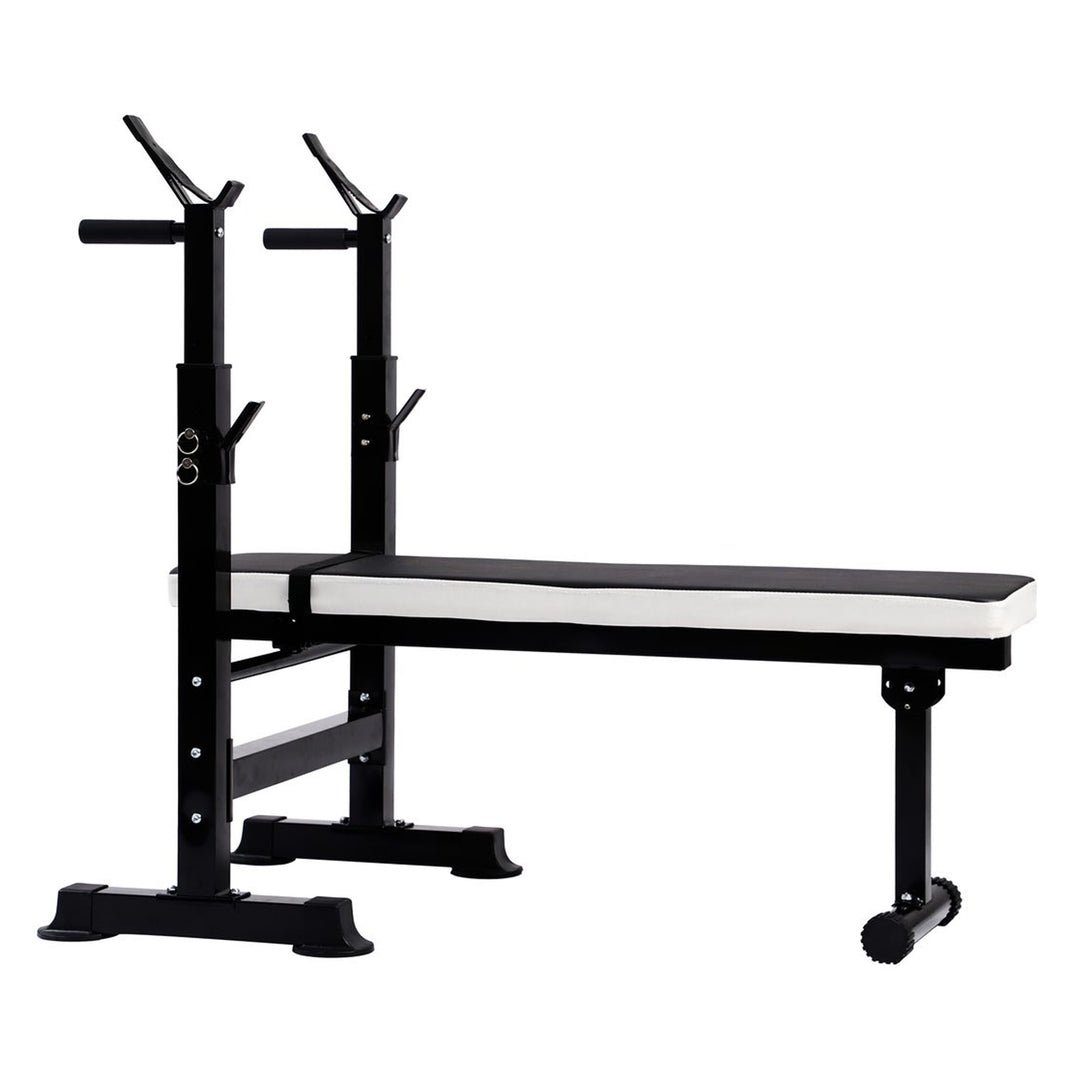 BalanceFrom Fitness Adjustable Strength Training Workout Station, Black & White