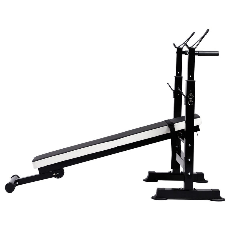 Adjustable Strength Training Workout Station, Black & White (Open Box)