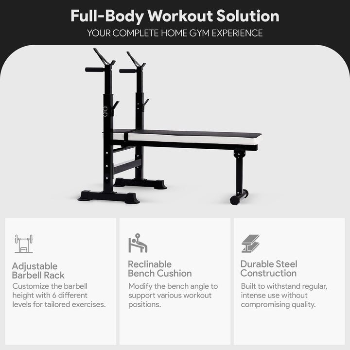 BalanceFrom Fitness Adjustable Strength Training Workout Station, Black & White