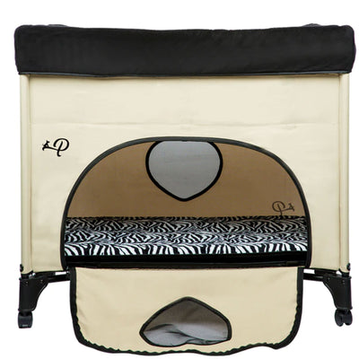 Bedside Lounge 2 Level Wheeled Pet Bed & Cot w/ Mattress, Zebra Vibes (Open Box) - VMInnovations