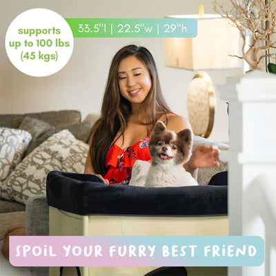 Bedside Lounge 2 Level Wheeled Pet Bed & Cot w/ Mattress, Zebra Vibes (Open Box) - VMInnovations