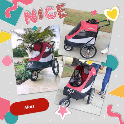 Petique Trailblazer Medium-Sized Ventilated Pet Jogger Dog or Cat Stroller, Gray