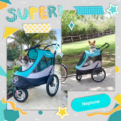 Petique Trailblazer Medium-Sized Ventilated Pet Jogger Dog or Cat Stroller, Gray