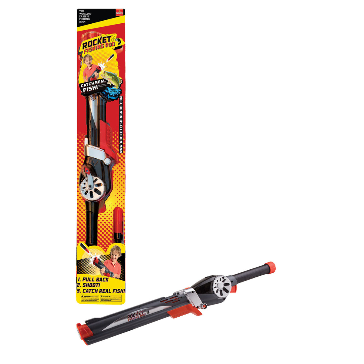 Goliath Kids Rocket Fishing Pole w/ Bait Bucket & 2 Rocket Safety Bait Bobbers