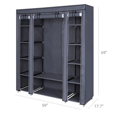 SONGMICS Portable Closet Wardrobe Organizer with Hanging Rod and Shelves (Used)