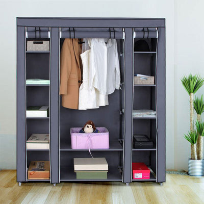 SONGMICS Portable Closet Wardrobe Organizer with Hanging Rod and Shelves (Used) - VMInnovations
