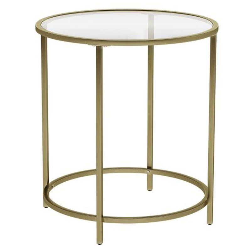 VASAGLE Contemporary Round Glass Top Accent End Table, Gold (Open Box)