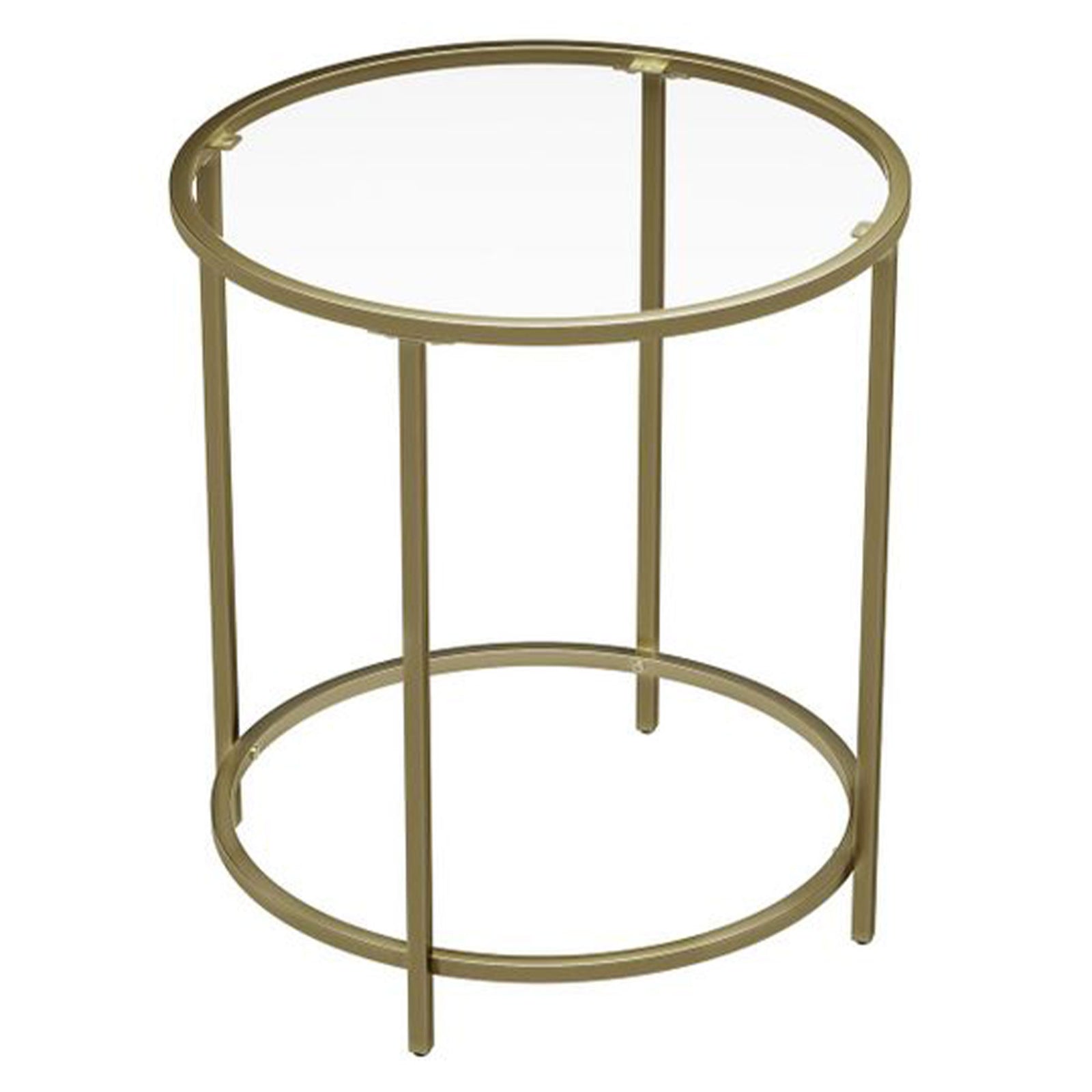 VASAGLE Contemporary Round Glass Top Accent End Table, Gold (Open Box) - VMInnovations