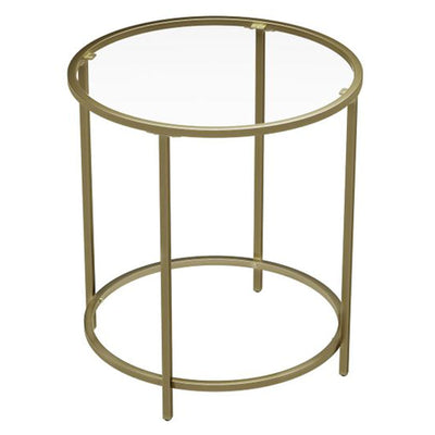 VASAGLE Contemporary Round Glass Top Accent End Table, Gold (Open Box) - VMInnovations