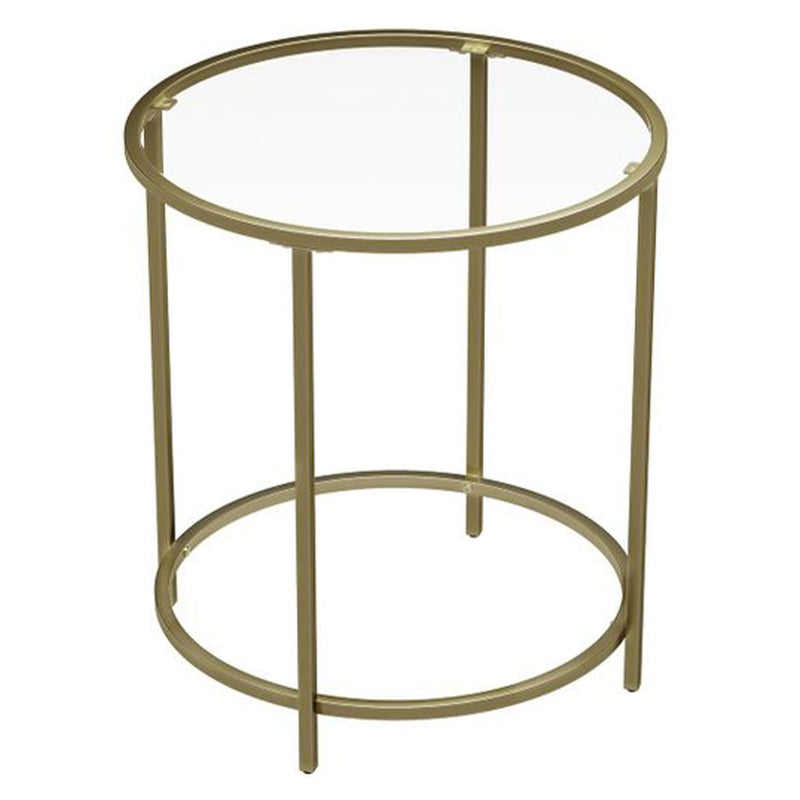 VASAGLE Contemporary Round Glass Top Accent End Table, Gold (Open Box)