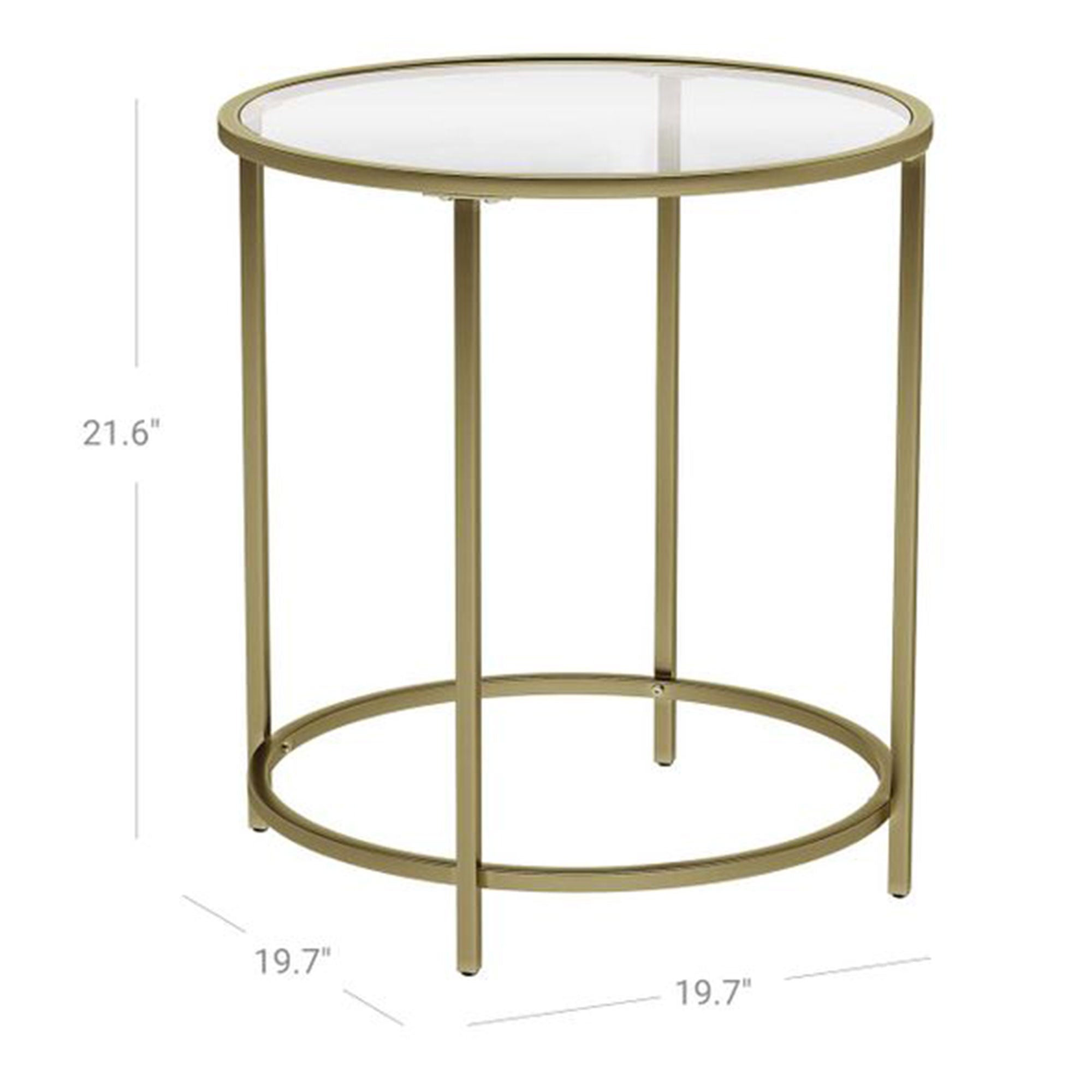 VASAGLE Contemporary Round Glass Top Accent End Table, Gold (Open Box) - VMInnovations