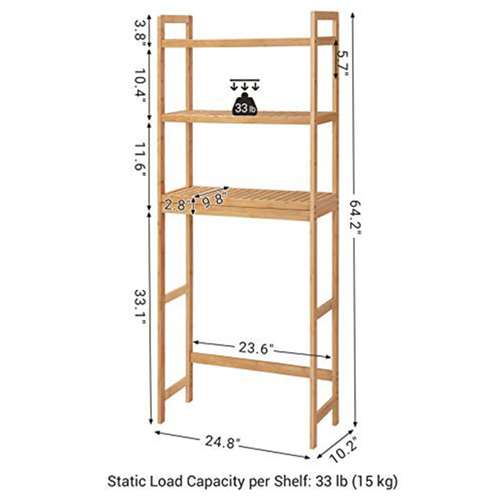 SONGMICS Bamboo 3-Tier Over the Toilet Bathroom Storage Organizer Rack (Used)