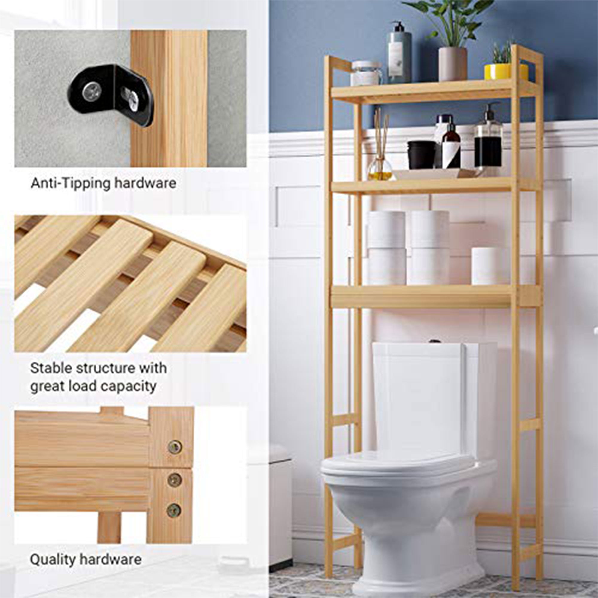 SONGMICS Bamboo 3-Tier Over the Toilet Bathroom Storage Organizer Rack (Used) - VMInnovations