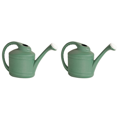 Southern Patio Large 2 Gallon Plastic Garden Plant Watering Can, Green (2 Pack)