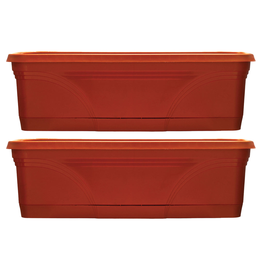 Southern Patio 36 Inch Medallion Hanging Garden Box Planter, Terracotta (2 Pack)