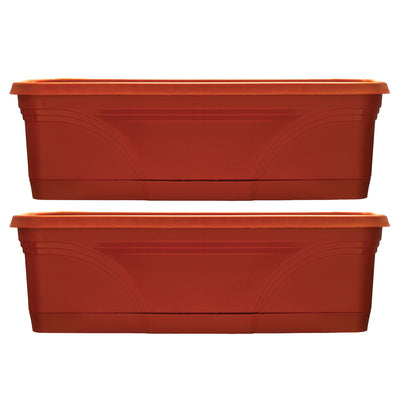 Southern Patio 36 Inch Medallion Hanging Garden Box Planter, Terracotta (2 Pack)