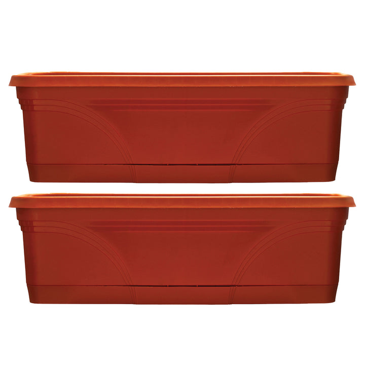 Southern Patio 36 Inch Medallion Hanging Garden Box Planter, Terracotta (2 Pack)