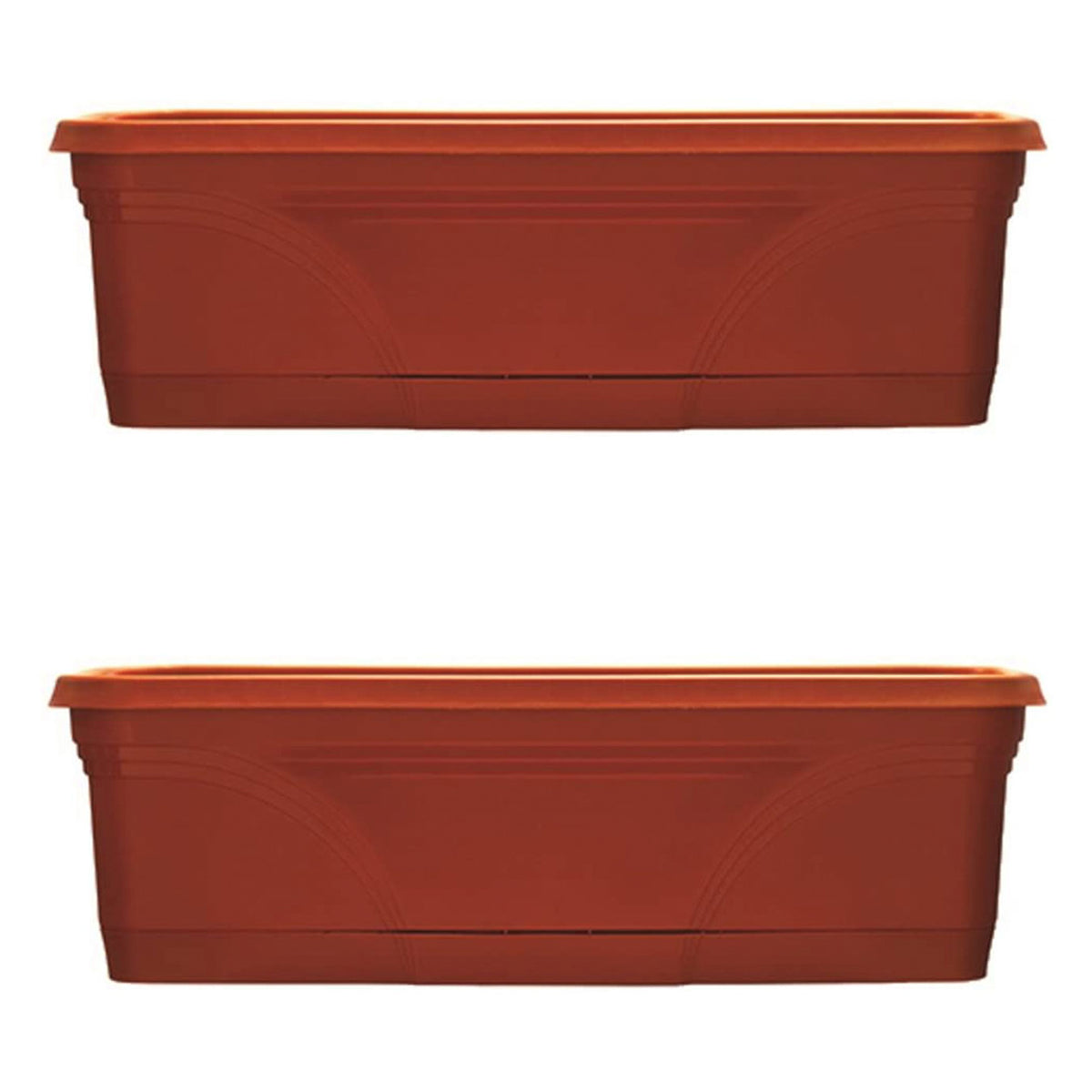 Southern Patio 24" Medallion Windowsill Garden Box Planter, Terracotta (2 Pack)