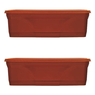 Southern Patio 24" Medallion Windowsill Garden Box Planter, Terracotta (2 Pack)