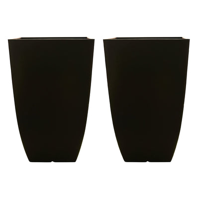 Southern Patio Newland 21" Tall Square Outdoor Resin Planter, Coffee (2 Pack)