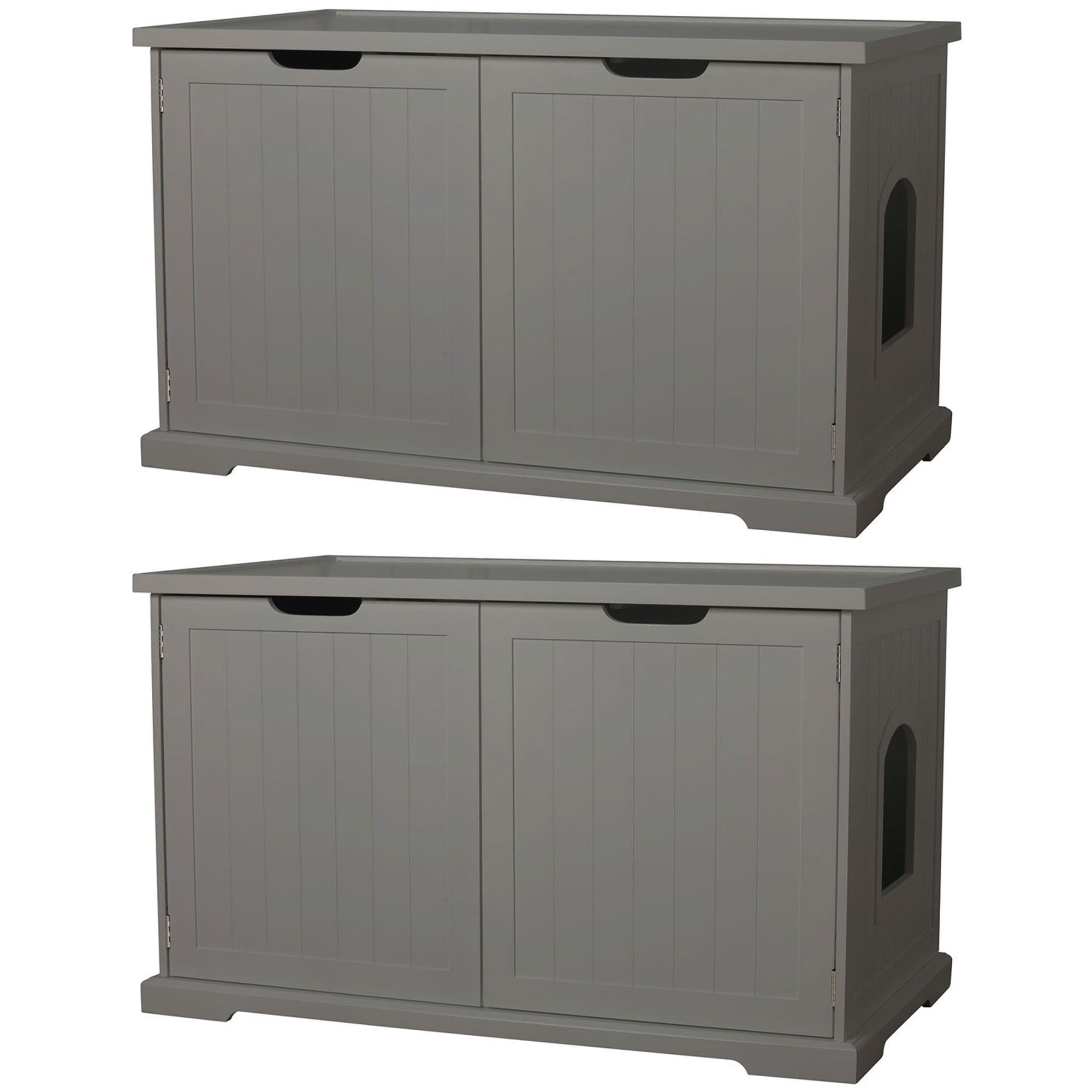 Merry Products Pet Cat Washroom Storage Bench w/Removable Wall, Gray (2 Pack)