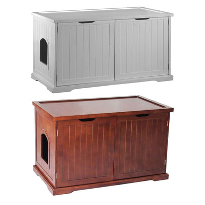 Merry Products Cat Washroom Storage Bench Boxes with Removable Partition Wall