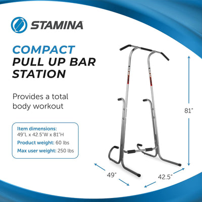 Stamina 1690 Power Tower Dip Pull Up Bar Exercise Station w/ Smart Workout App