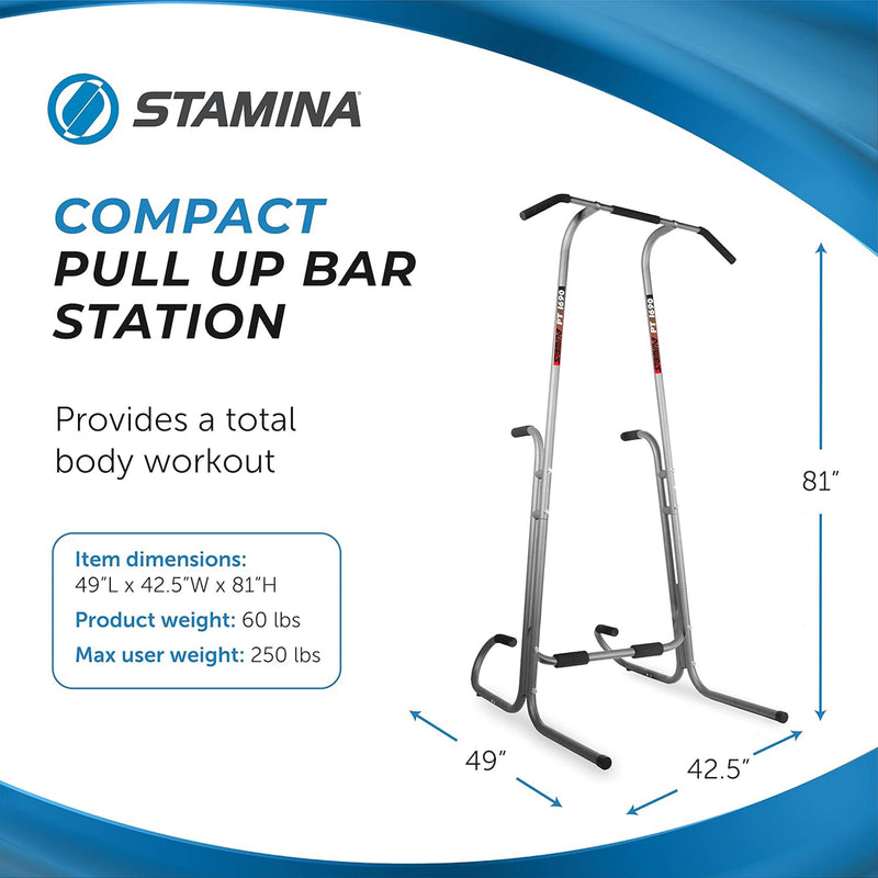 Stamina 1690 Power Tower Dip Pull Up Bar Exercise Station w/ Smart Workout App