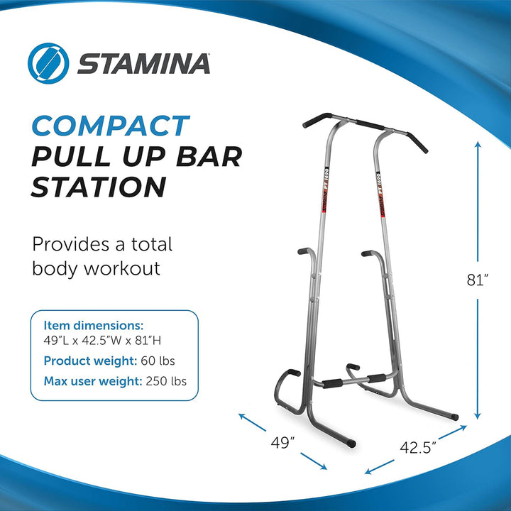 Stamina 1690 Power Tower Dip Pull Up Bar Station w/ Smart Workout App (Open Box) - VMInnovations