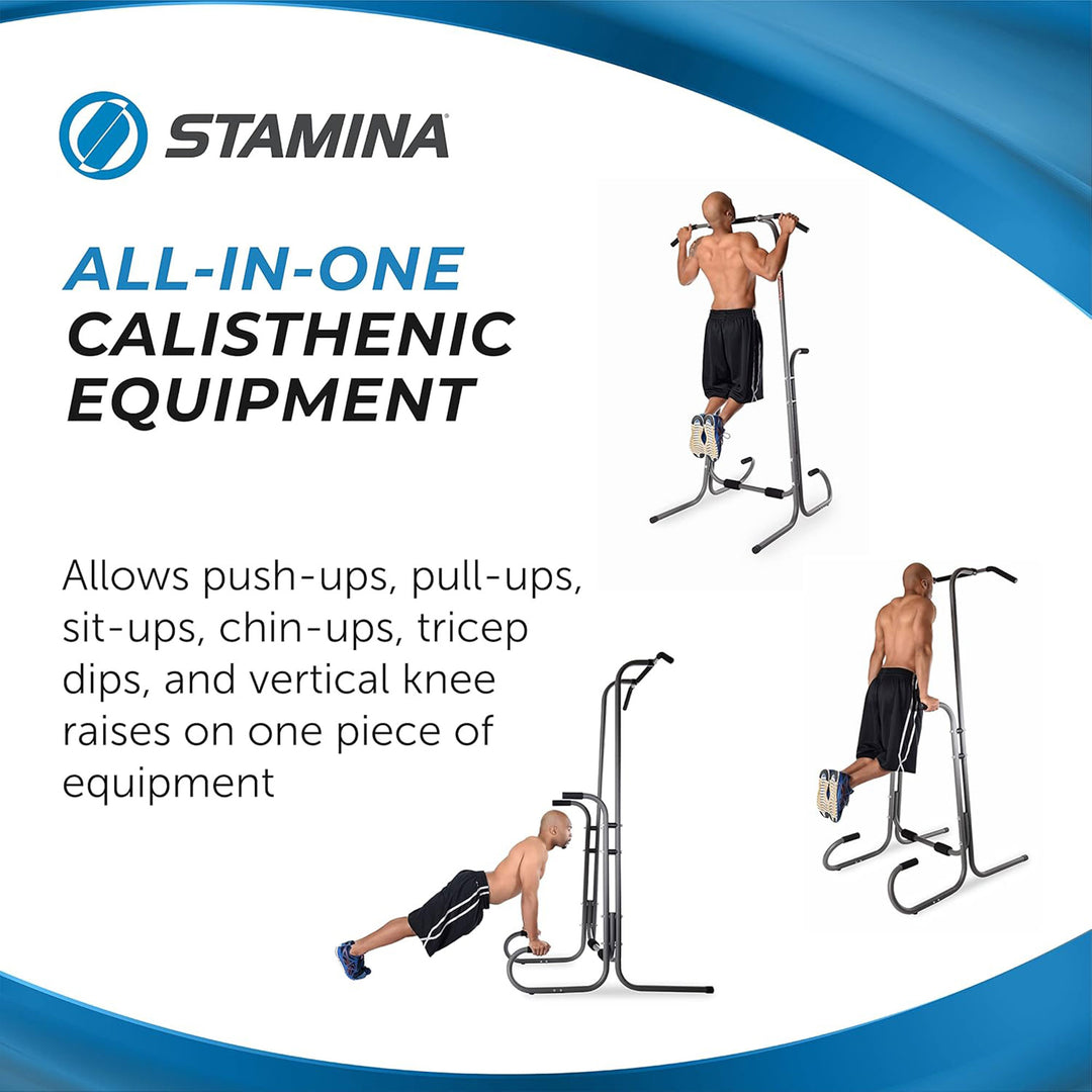 Stamina 1690 Power Tower Dip Pull Up Bar Station w/ Smart Workout App (Open Box) - VMInnovations