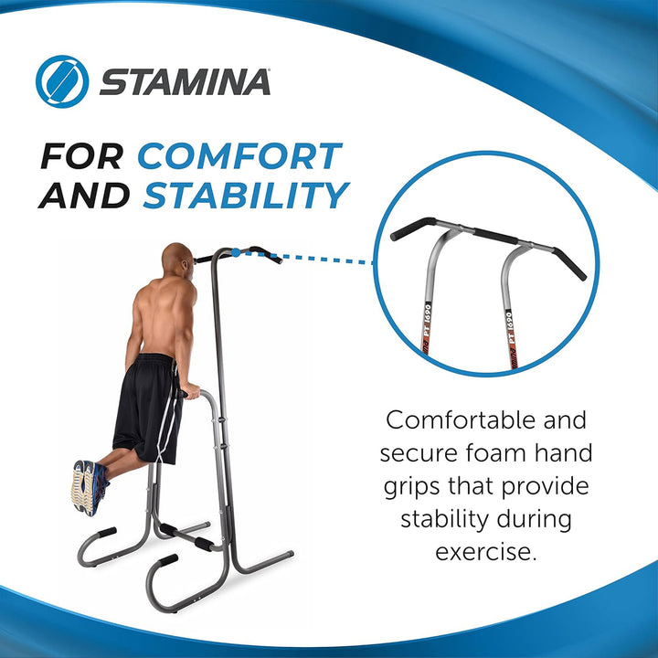 Stamina 1690 Power Tower Dip Pull Up Bar Station w/ Smart Workout App (Open Box) - VMInnovations