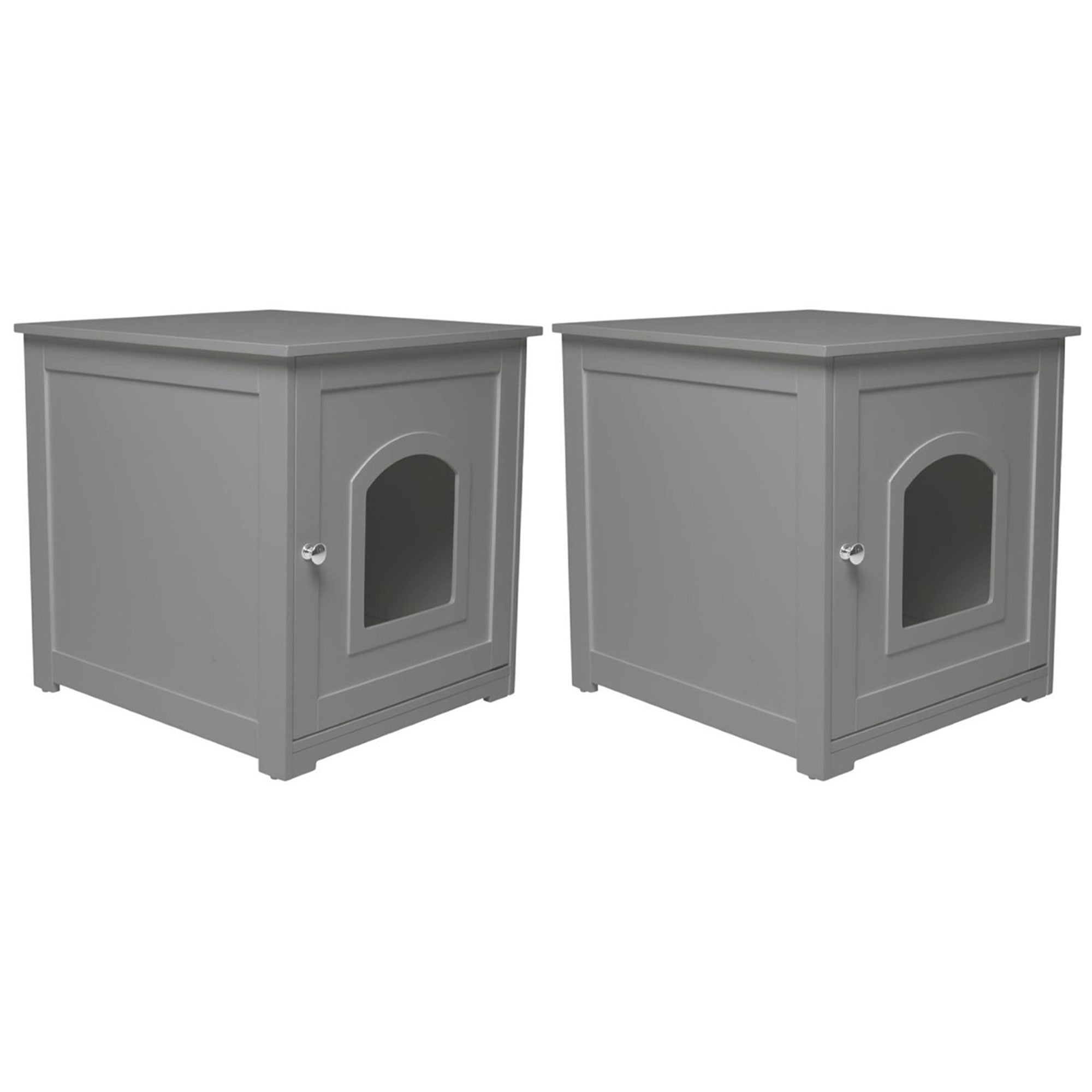 Zoovilla Kitty Litter Loo Hidden Litter Box Enclosure Furniture, Gray (2 Pack)