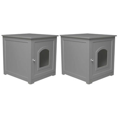 Zoovilla Kitty Litter Loo Hidden Litter Box Enclosure Furniture, Gray (2 Pack)