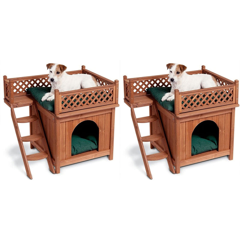 Merry Products Room w/a View 2 Level Wooden House for Small Pets, Brown (2 Pack)