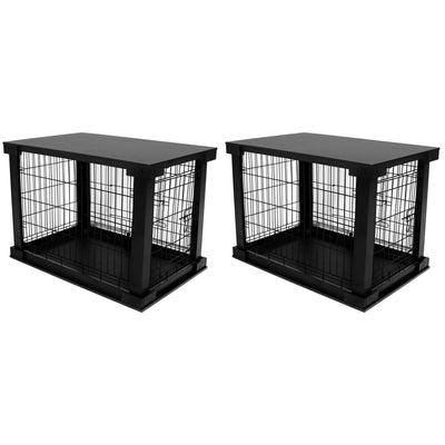 Merry Products Decorative Pet Cage with Protection Box End Table, Black (2 Pack)