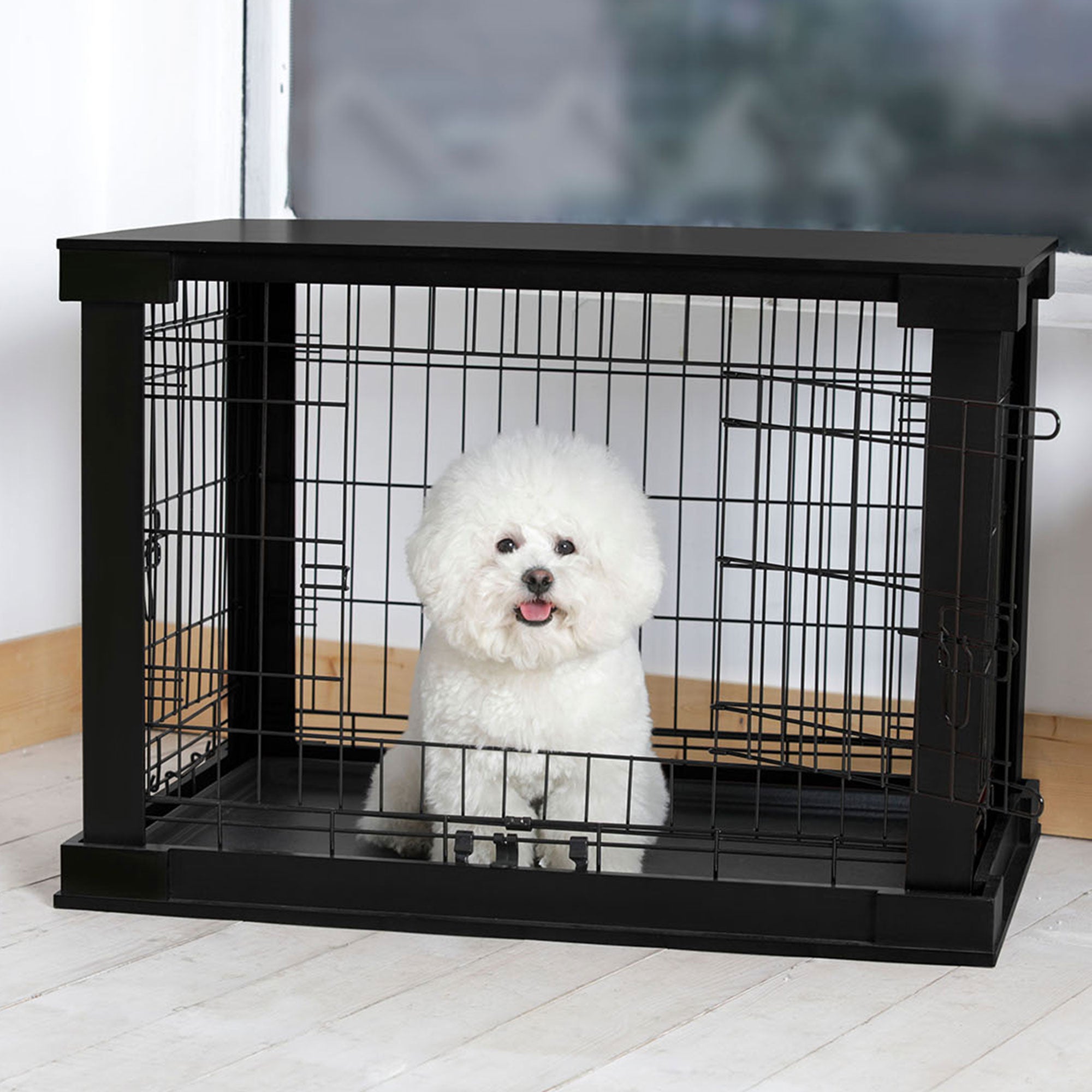 Merry Products Decorative Pet Cage with Protection Box End Table, Black (2 Pack)