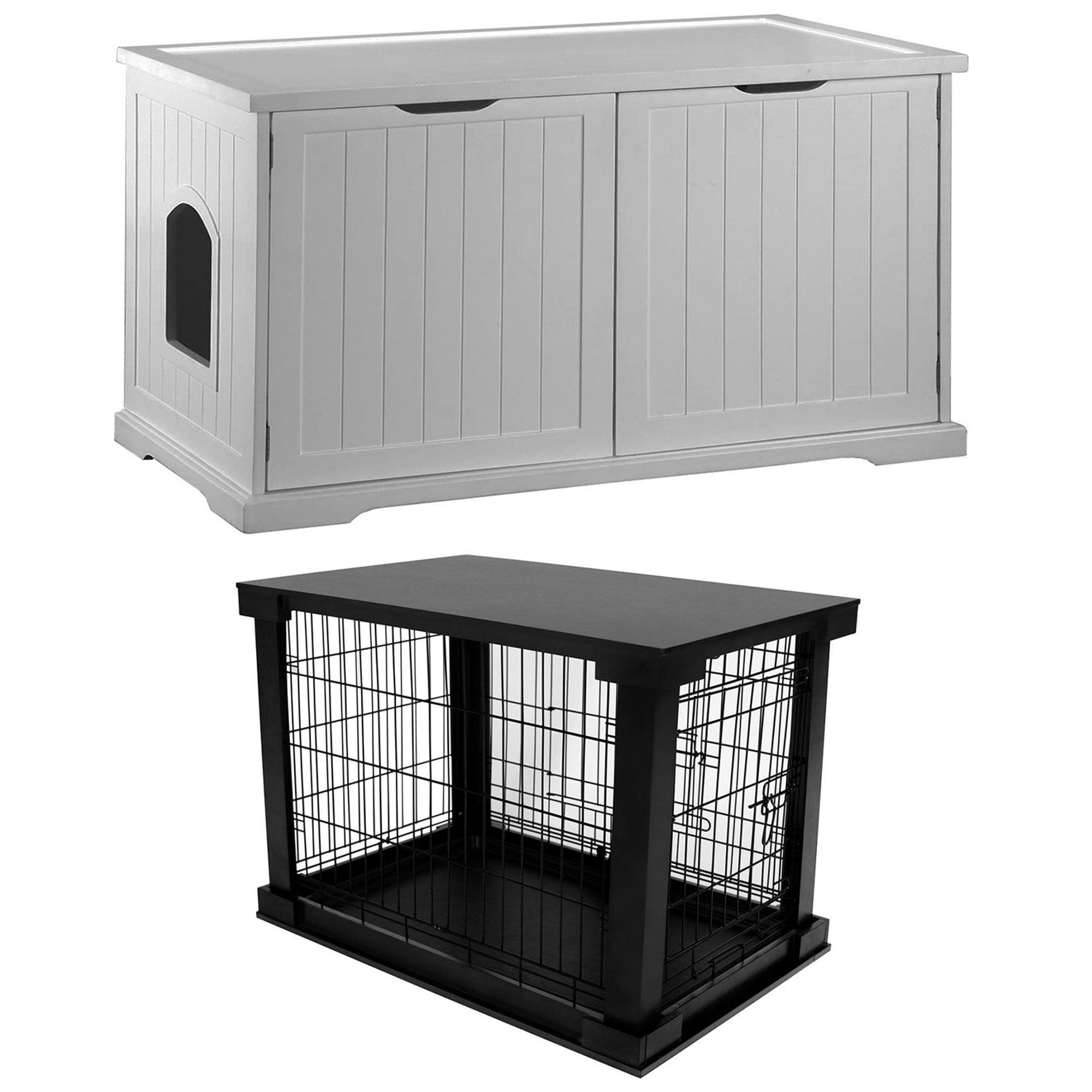 Merry Products Pet Cat Washroom Bench Box and Decorative Pet Cage End Table - VMInnovations