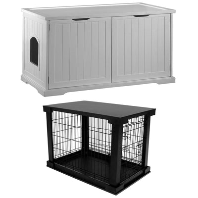 Merry Products Pet Cat Washroom Bench Box and Decorative Pet Cage End Table - VMInnovations
