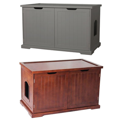 Merry PTH1031722510 Pet Cat Washroom Bench with Removable Partition Wall, Gray + Merry Products Pet Cat Washroom Bench with Removable Partition Wall, Walnut