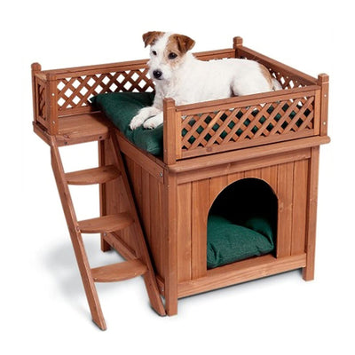 Merry PTH1031722510 Pet Cat Washroom Bench with Removable Partition Wall, Gray + Merry Products Room w/ a View Indoor Outdoor 2 Level Wooden House for Small Pets