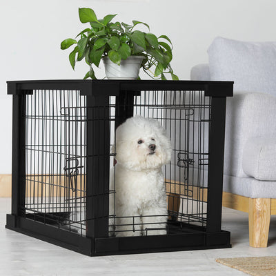 Merry PTH1031722510 Pet Cat Washroom Bench with Removable Partition Wall, Gray + Merry Products Decorative Pet Cage w/ Protection Box End Table, Black