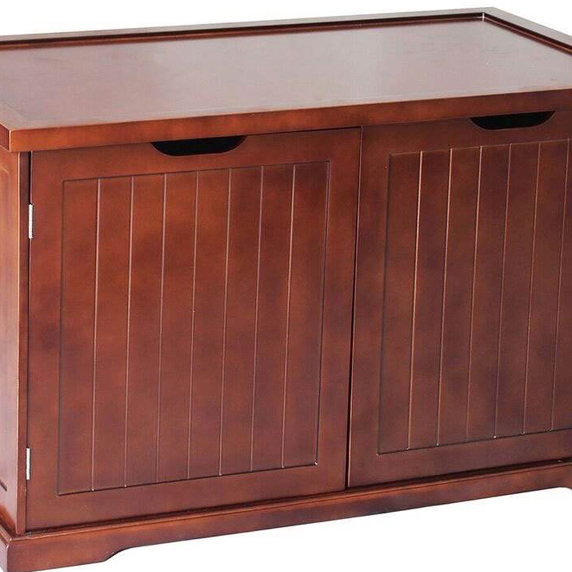 Merry Products Pet Cat Washroom Bench with Removable Partition Wall, Walnut + Merry Products Room w/ a View Indoor Outdoor 2 Level Wooden House for Small Pets