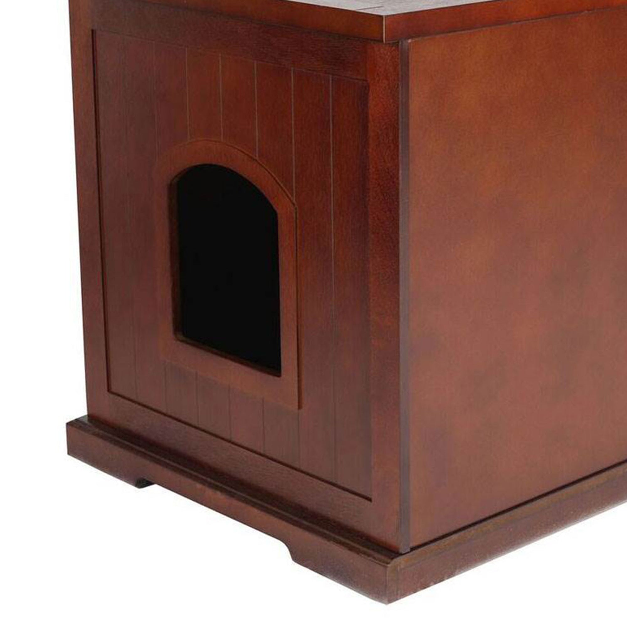 Merry Products Pet Cat Washroom Bench with Removable Partition Wall, Walnut + Merry Products Room w/ a View Indoor Outdoor 2 Level Wooden House for Small Pets
