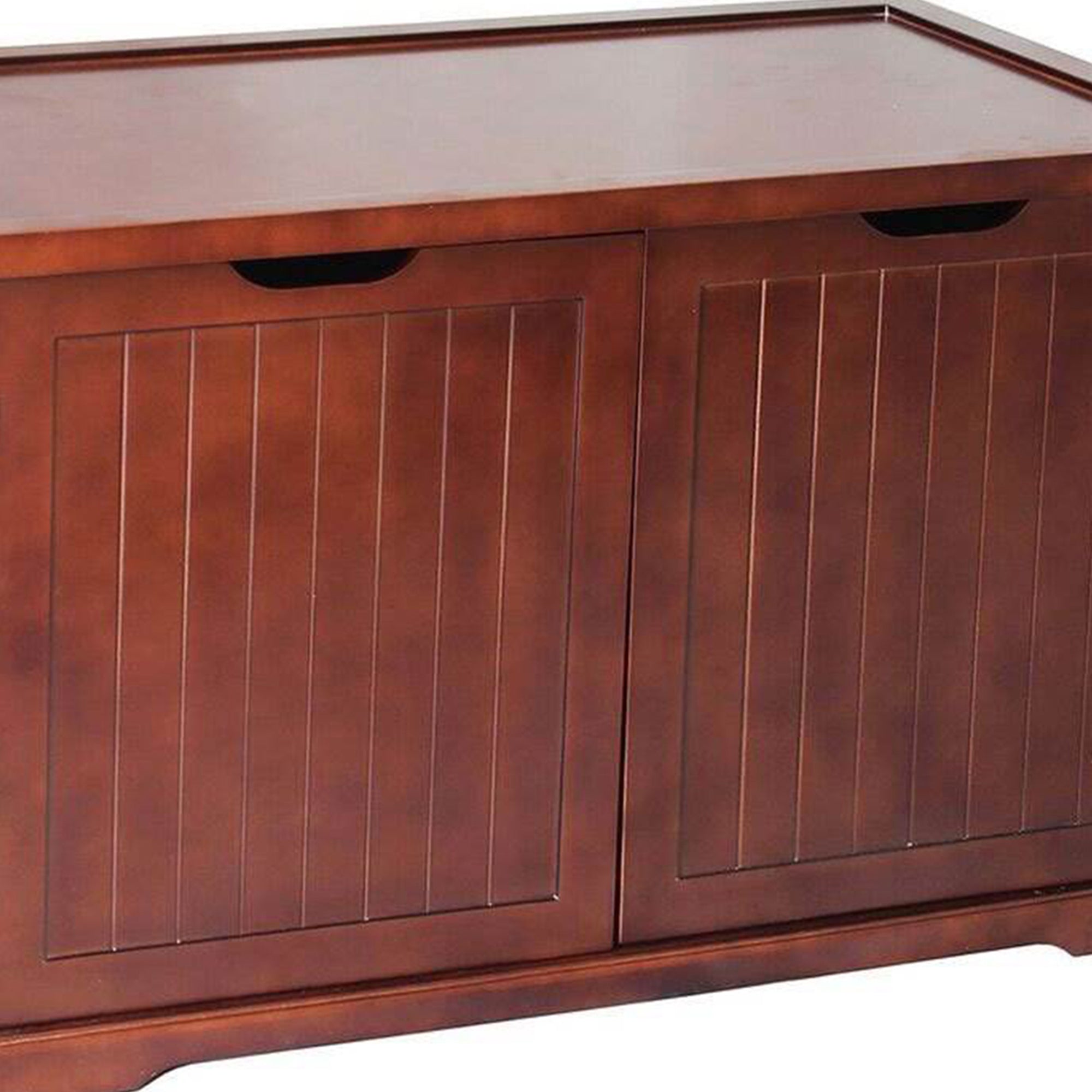 Merry Products Pet Cat Washroom Bench with Removable Partition Wall, Walnut + Merry Products Decorative Pet Cage w/ Protection Box End Table, Black - VMInnovations