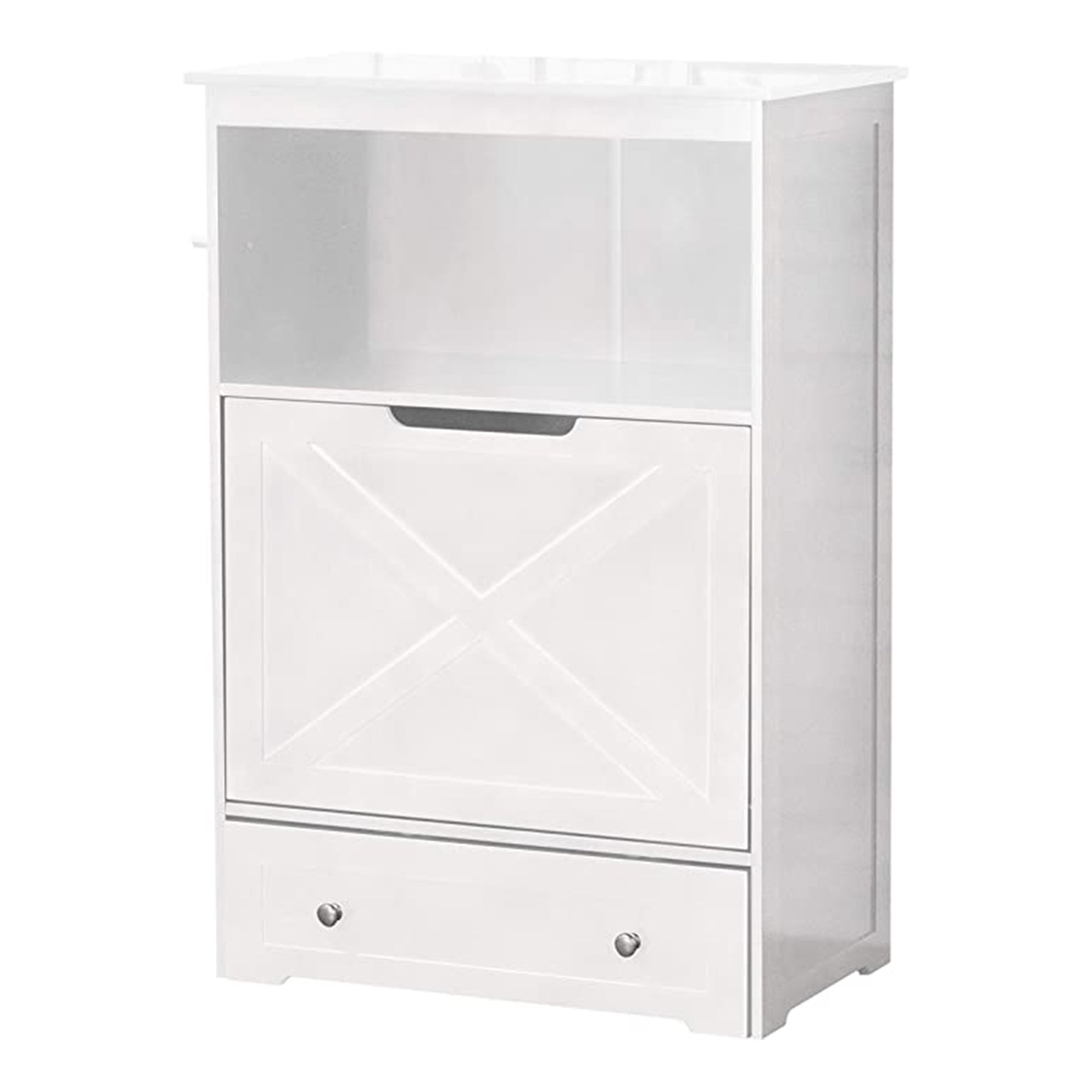 Merry PTH1031722510 Pet Cat Washroom Bench with Removable Partition Wall, Gray + Zoovilla Pet Feeder Large Storage Bin with Hidden Elevated Dog Bowl Stand, White