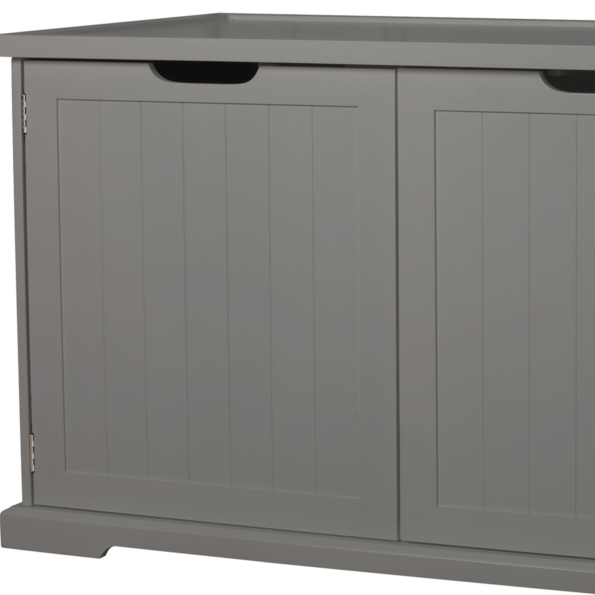 Merry PTH1031722510 Pet Cat Washroom Bench with Removable Partition Wall, Gray + Zoovilla Pet Feeder Large Storage Bin with Hidden Elevated Dog Bowl Stand, White