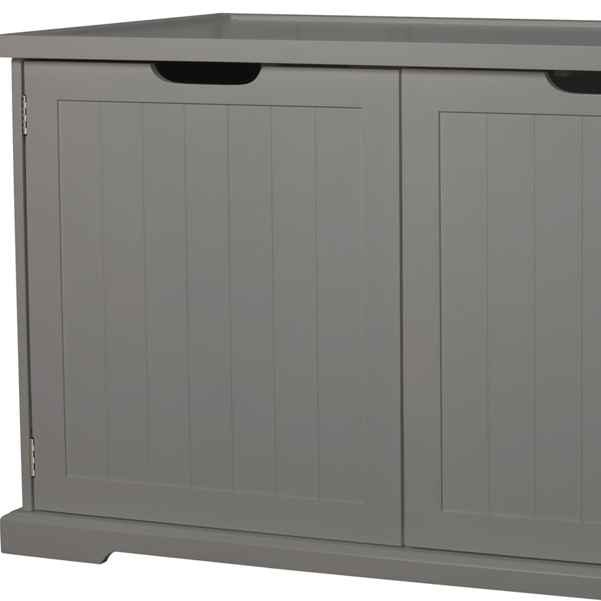 Merry PTH1031722510 Pet Cat Washroom Bench with Removable Partition Wall, Gray + Zoovilla Pet Feeder Large Storage Bin with Hidden Elevated Dog Bowl Stand, White